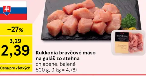 Kukkonia bravčové mäso na guláš zo stehna