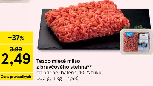 Tesco mleté mäso z bravčového pleca
