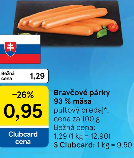 Bravčové párky 93 % mäsa