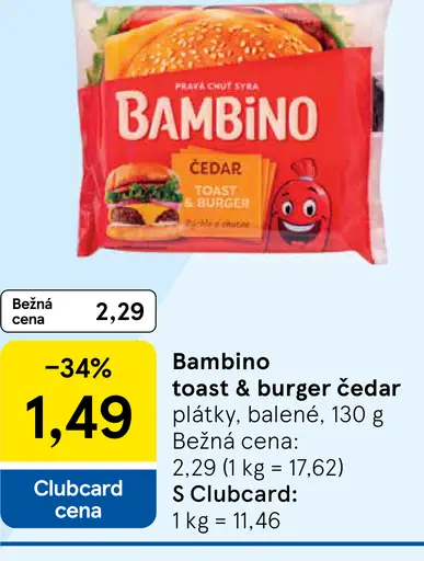 Bambino toast & burger čedar plátky