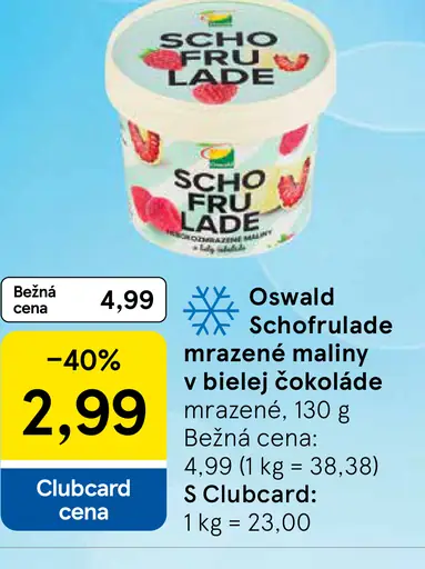 Oswald Schofrulade mrazené maliny v bielej čokoláde