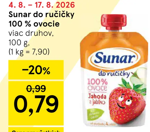 Sunar do ručičky 100 % ovocie, rôzne druhy