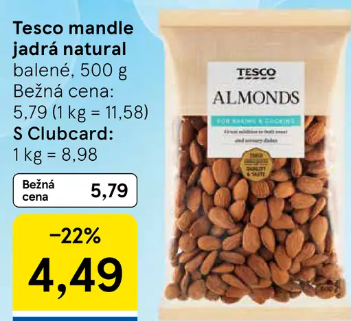 Tesco mandle jadrá natural
