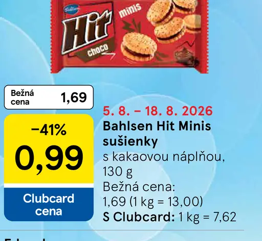 Bahlsen Hit Minis sušienky s kakaovou náplňou