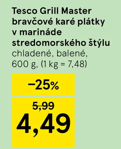 Tesco Grill Master bravčové karé plátky v marináde stredomorského štýlu