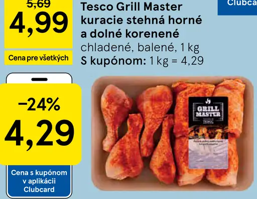Tesco Grill Master kuracie stehná horné a dolné korenené