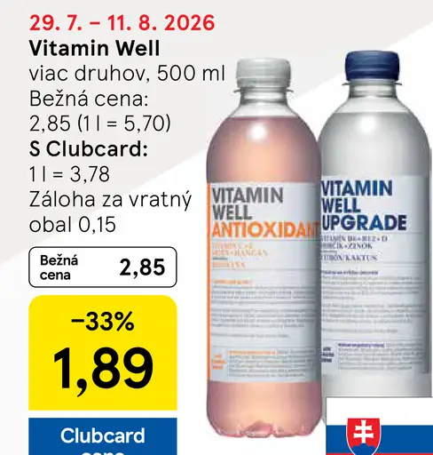 Vitamin Well Antioxidant, Vitamin Well Upgrade – rôzne druhy