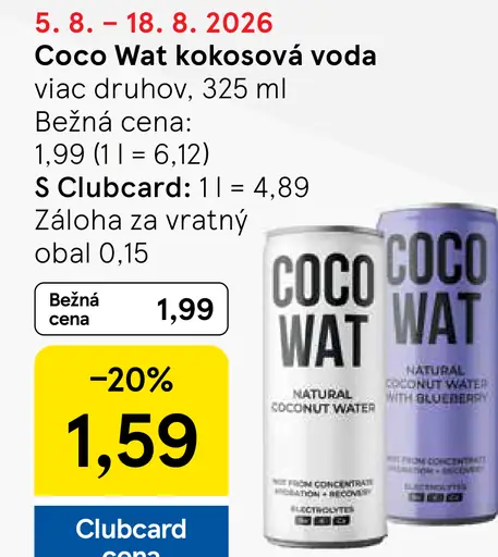 Coco Wat kokosová voda – rôzne druhy