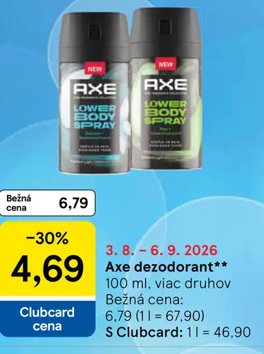 Axe deodorant, viac druhov