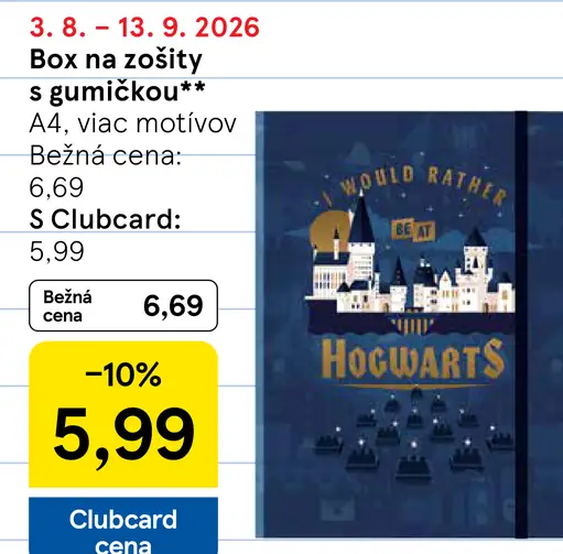 Tesco Home Office box na zošity s gumičkou, motív Hogwarts