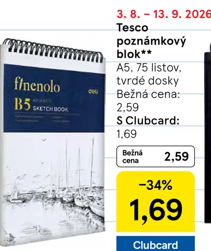 Tesco poznámkový blok s tvrdými doskami