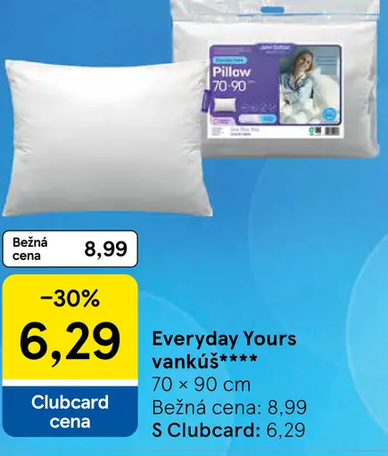 Everyday Yours vankúš, rozmer 70 × 90 cm; bežná cena 8,99 €, Clubcard cena 6,29 €