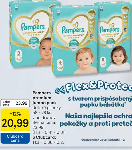 Pampers Premium Care Jumbo Pack detské plienky, rôzne druhy