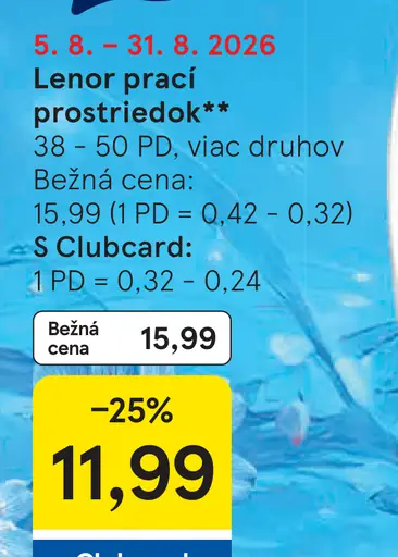 Lenor prací prostriedok, rôzne druhy