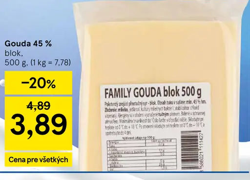Gouda 45% blok