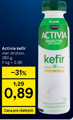 Activia kefír, rôzne druhy