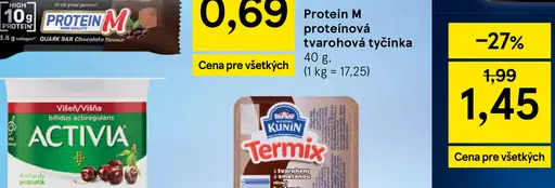 Protein M proteínová tvarohová tyčinka, čokoládová príchuť