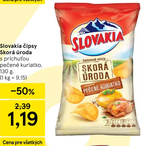 Slovakia čipsy Skorá úroda s príchuťou pečené kuriatko