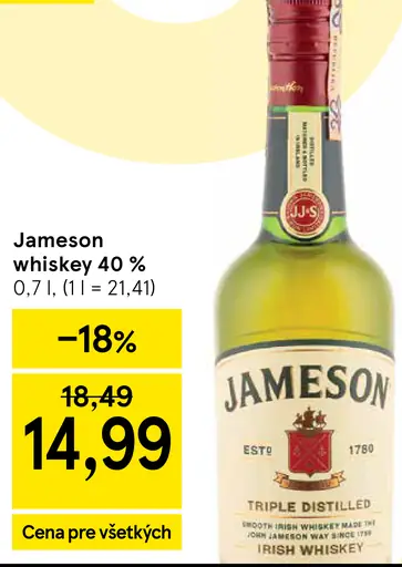 Jameson whiskey 40 %