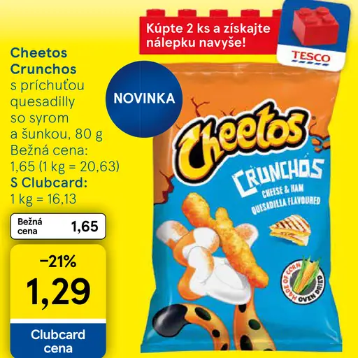 Cheetos Crunchos s príchuťou syrovo šunkovej quesadille