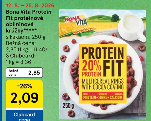 Bona Vita Protein Fit proteínové obilninové krúžky s kakaom