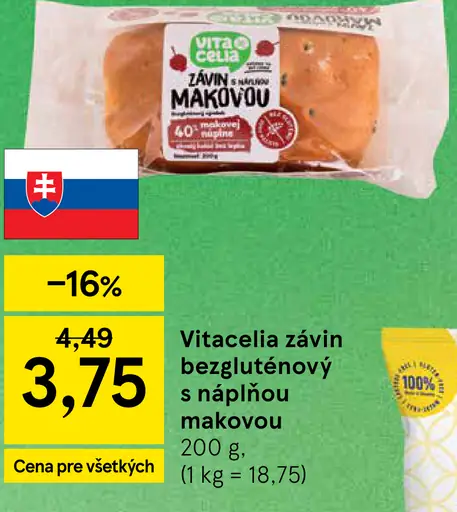 Vitacelia Závin bezgluténový s náplňou makovou