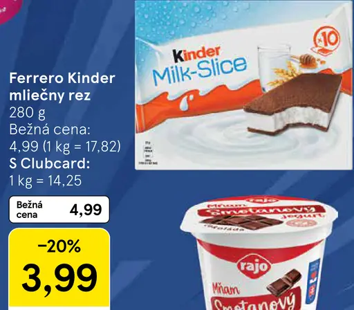 Ferrero Kinder mliečny rez