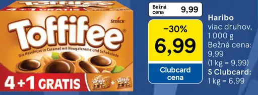 Toffifee 4 + 1 ks, lieskovoorieškové pralinky v karamele s nugátovým krémom a čokoládou