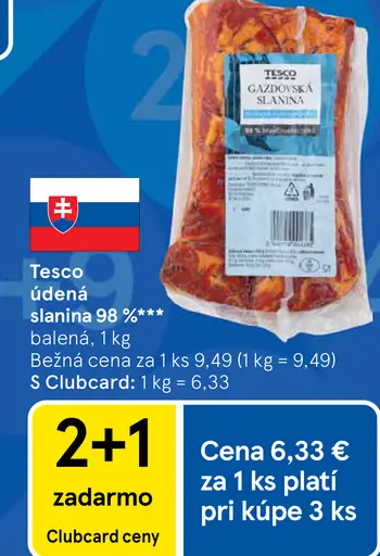 Tesco údená slanina 98%
