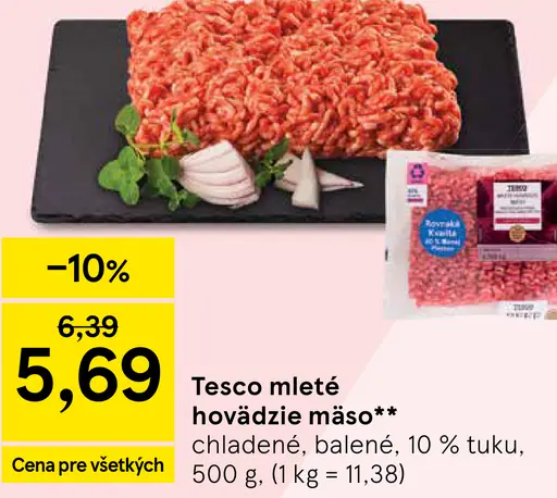 Tesco bravčovo-hovädzie mleté mäso