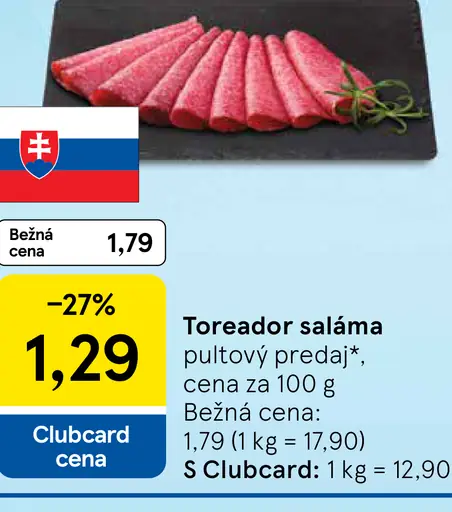 Toreador saláma, pultový predaj