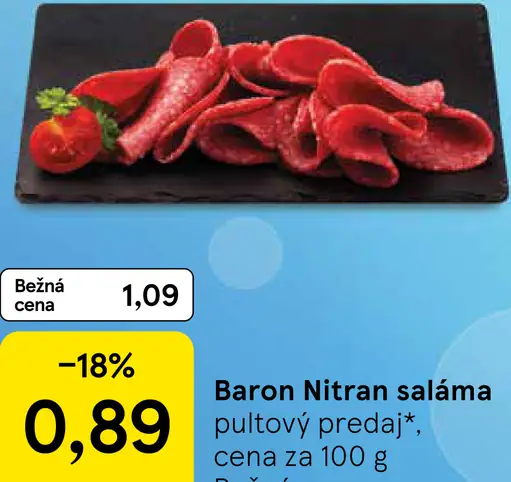 Baron Nitran saláma, pultový predaj