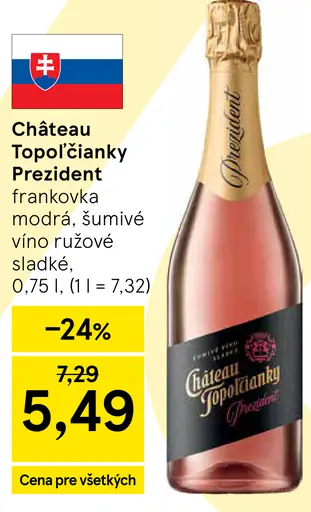 Château Topoľčianky Prezident frankovka modrá šumivé víno ružové sladké