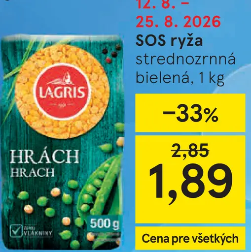 Lagris žltý lúpaný polený hrách