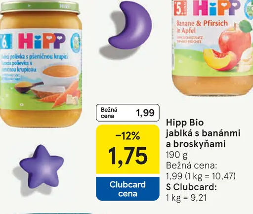 HiPP Bio jablká s banánmi a broskyňami