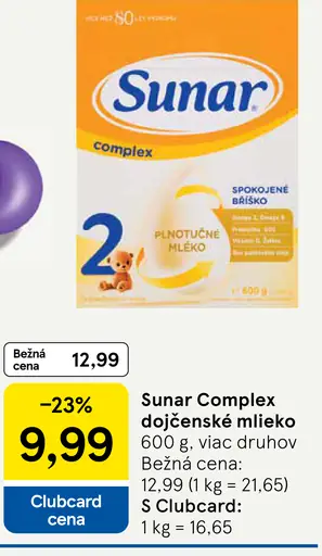 Sunar Complex dojčenské mlieko