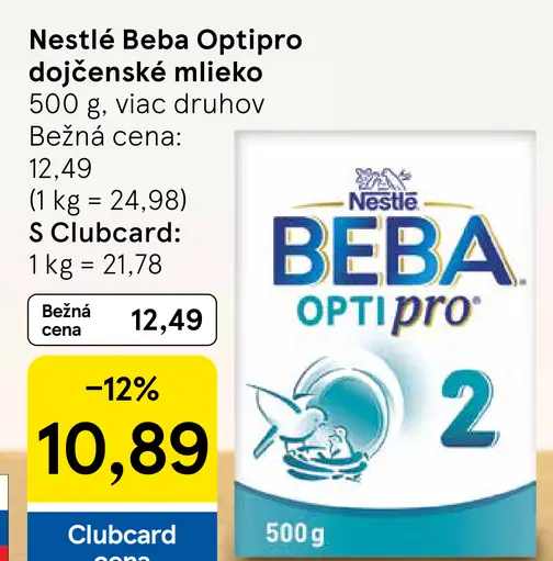 Nestlé Beba Optipro dojčenské mlieko, rôzne druhy