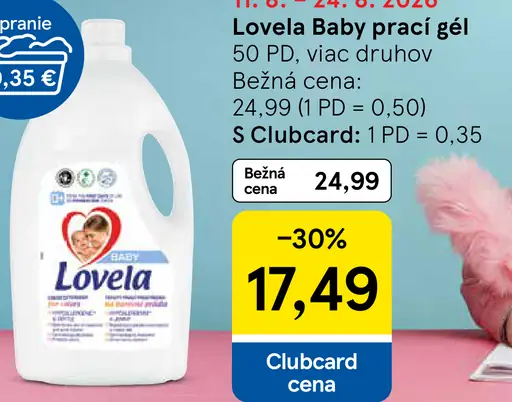 Lovela Baby prací gél, rôzne druhy