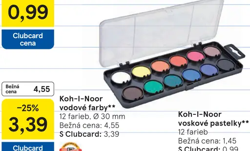 Koh-i-Noor vodové farby 12 farieb Ø 30 mm