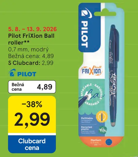 Pilot FriXion Ball roller, modrý, 0,7 mm