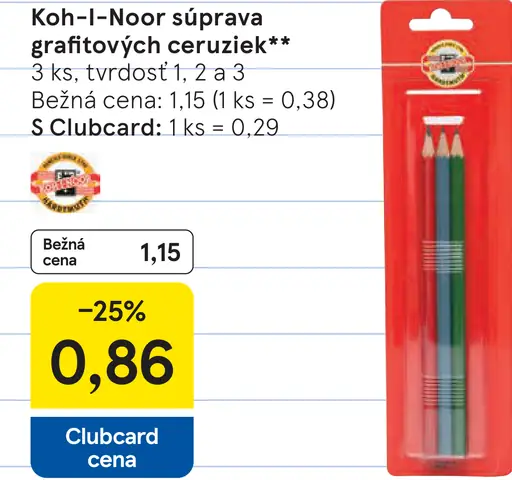 Koh-I-Noor súprava grafitových ceruziek, tvrdosť 1, 2 a 3