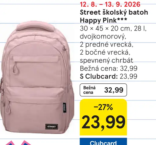 Street školský batoh Happy Pink