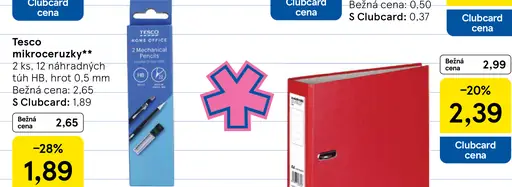 Tesco mikroceruzky, 2 ks, náhradné tuhy HB, hrot 0,5 mm