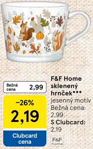 F&F Home sklenený hrnček, jesenný motív