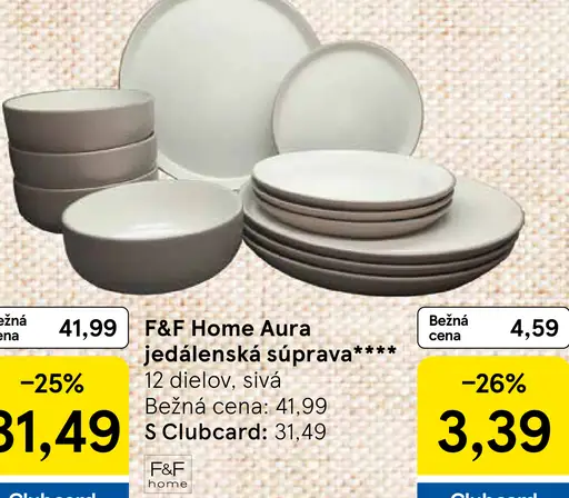 F&F Home Aura jedálenská súprava, sivá