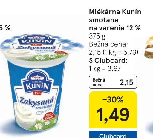 Mlékárna Kunín smotana na varenie 12 %