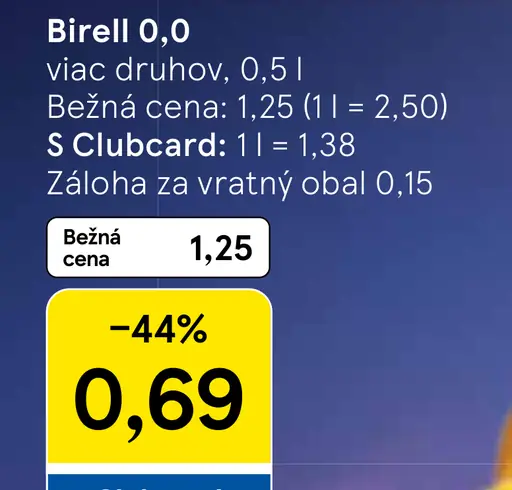 Birell 0.0 nealkoholické pivo, rôzne druhy: Vitality marakuja & maté, Energy pomelo & grep
