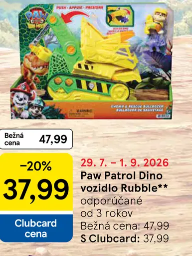 Paw Patrol Dino vozidlo Rubble