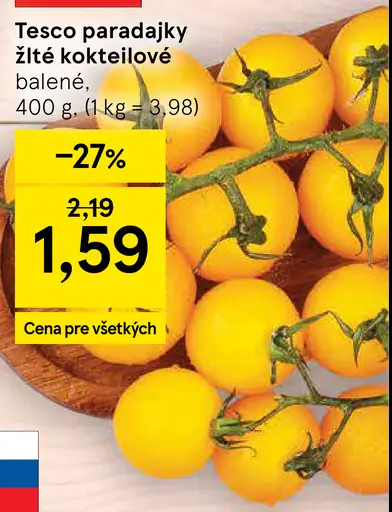 Tesco paradajky žlté kokteilové