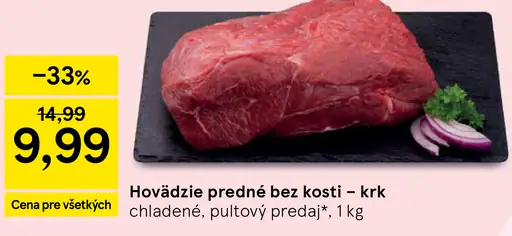Hovädzie predné bez kosti krk chladené